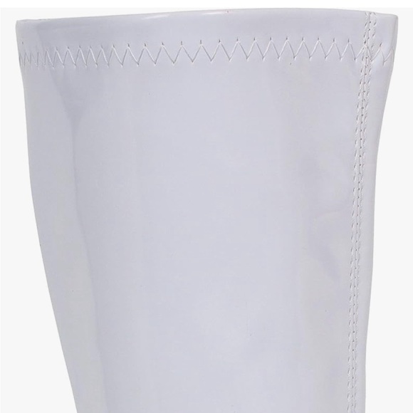 ELLIE white Patent tall 3in block heel GO GO  BOOTS WOMEN’S size XL 10 11 - Picture 12 of 14